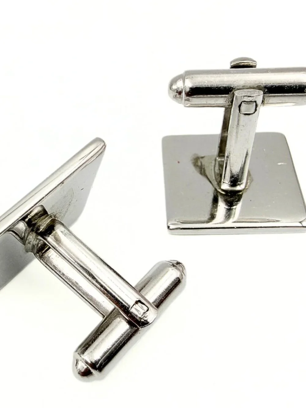 Dante Signed Minimalist MCM Brushed Square Silver Plated Brutalist Cufflinks